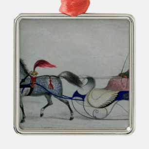 Horse Drawn Sleigh Metal Tree Decoration
