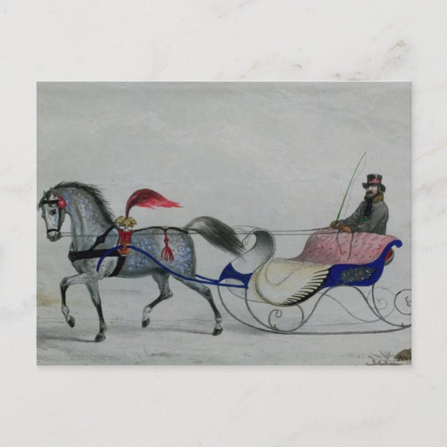 Horse Drawn Sleigh Postcard (Front)