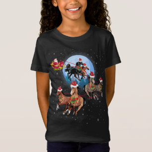 Horse Drawn Sleigh Riding Santa Claus Xmas Horses T-Shirt