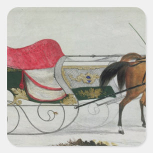 Horse Drawn Sleigh Square Sticker