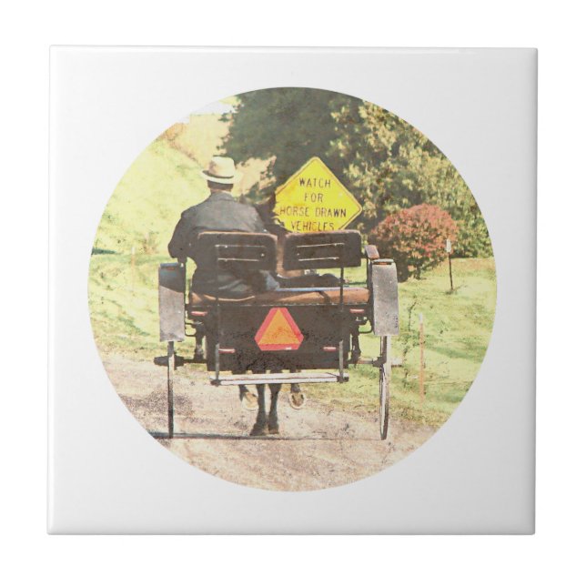 Horse Drawn Vehicles, Amish Horse and Buggy Tile (Front)