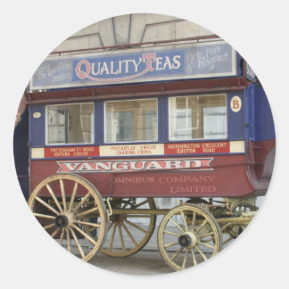 Horse drawn vintage bus, London Classic Round Sticker