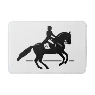 Horse Dressage Custom Initial & Colour Background Bath Mat