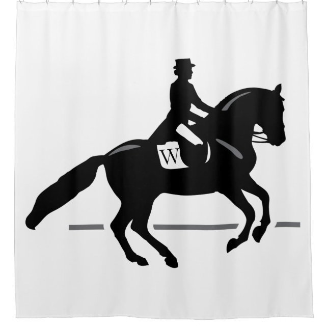 Horse Dressage Custom Initial & Colour Background Shower Curtain (Front)