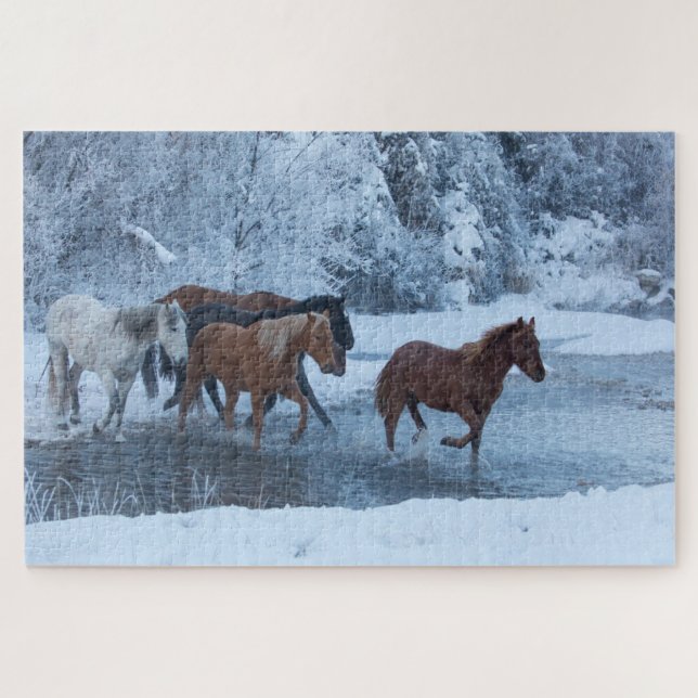 Horse Drive in Winter Jigsaw Puzzle (Horizontal)