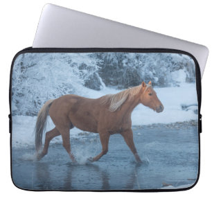 Horse Drive in Winter on Hideout Ranc Laptop Sleeve