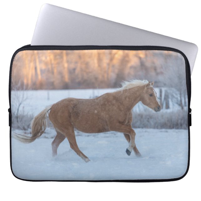 Horse Drive in Winter on Hideout Ranch Laptop Sleeve (Front)