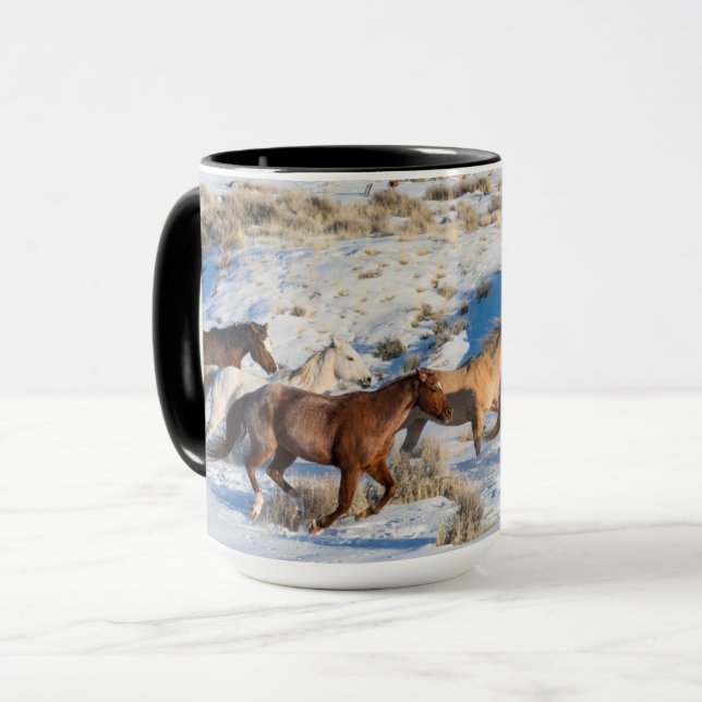 Horse Drive in Winter on Hideout Ranch Mug (Front Left)