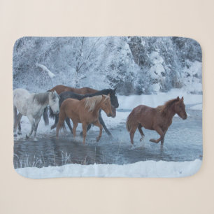 Horse Drive in Winter Sherpa Blanket