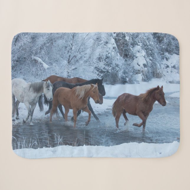 Horse Drive in Winter Sherpa Blanket (Front (Horizontal))