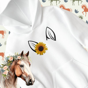 Horse ears & Sunflower for Kids Minimalist Design 