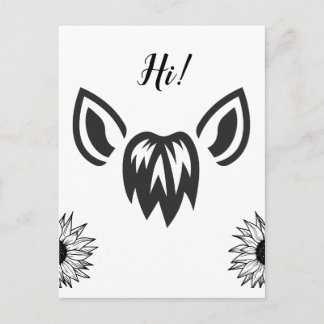Horse Ears Sunflowers Minimalist Design Postcard