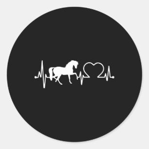 Horse Ekg Heartbeat For Horseback Riding Classic Round Sticker