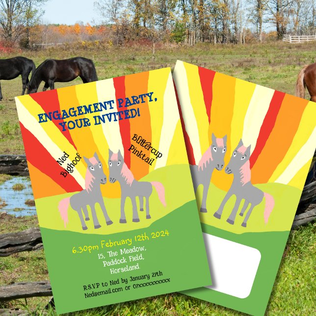 Horse engagement party cute equine celebration  invitation (Creator Uploaded)