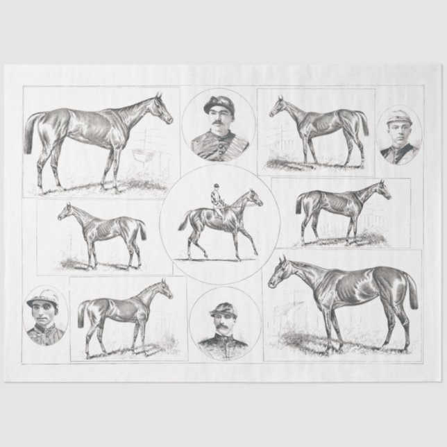 Horse Ephemera Decoupage Vintage Farm Tissue Paper (Front)