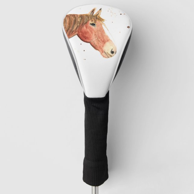 Horse Equestrian Animal Fun Watercolor  Golf Head Cover (Front)