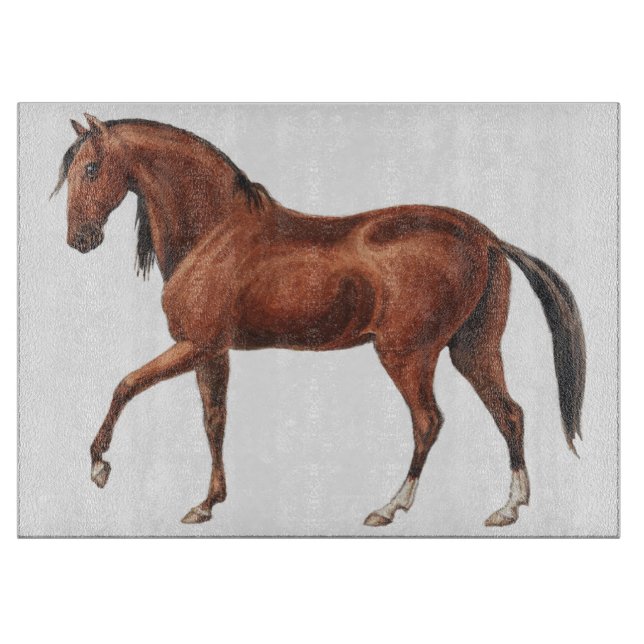Horse Equestrian Art Glass Cutting Board (Front)