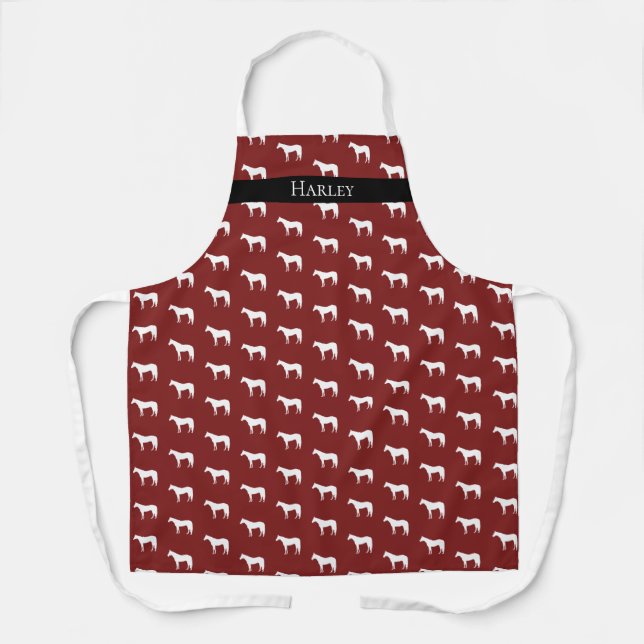 Horse Equestrian Personalised Choose Your Colour Apron (Front)