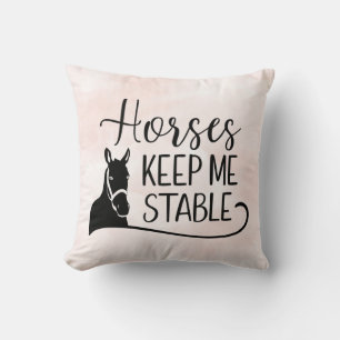Horse Equestrian Pony Cowboy Western Blush Pink Cushion