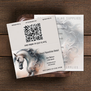 Horse Equestrian QR Code Folded Business Cards
