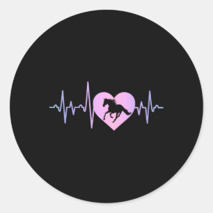 Horse Equestrian Rider Horseback Riding Heartbeat Classic Round Sticker