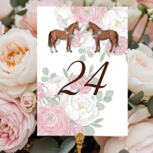 Horse Equestrian Wedding Table Numbers