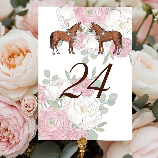 Horse Equestrian Wedding Table Numbers (A romantic and festive wedding suite inspired by a cozy French countryside.)