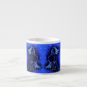 Horse Espresso Cup Running In Blue Starry Night