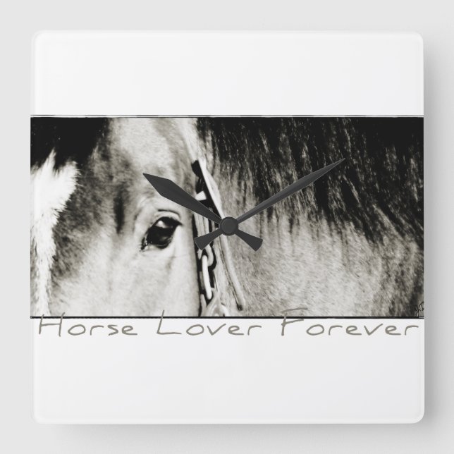 Horse Eye Photograph Square Wall Clock (Front)
