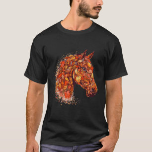 Horse Face Fall Leaves Thanksgiving Day Horseback T-Shirt