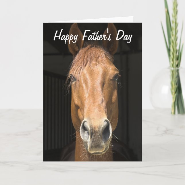 Horse Face Photograph Happy Father's Day Card (Front)
