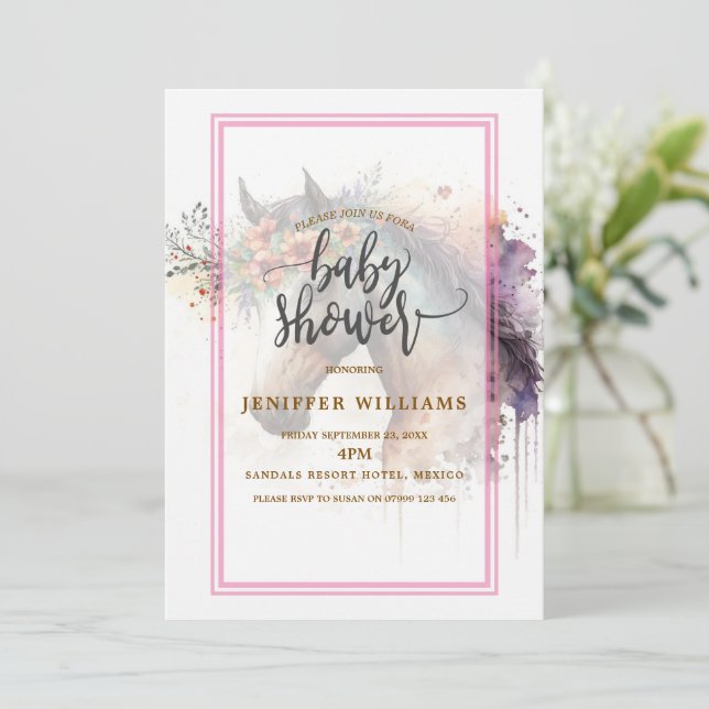 Horse face with flower wreath.          invitation (Standing Front)