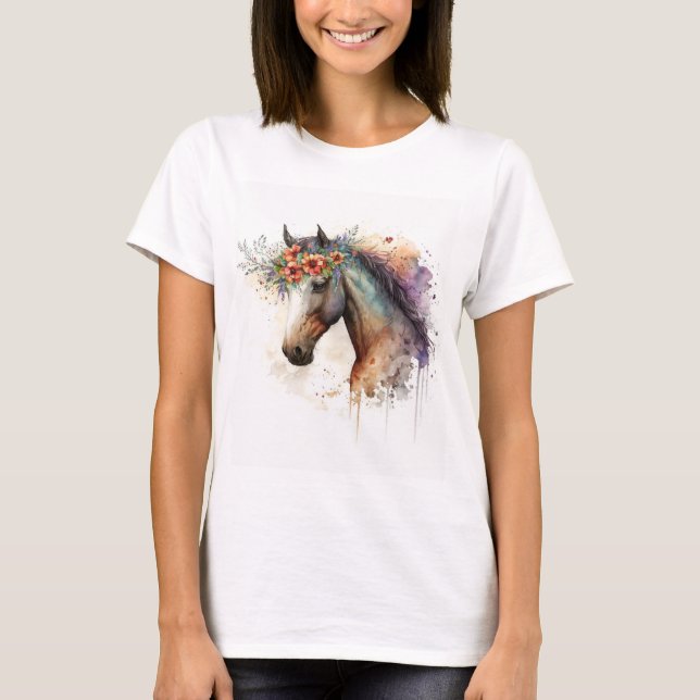 Horse face with flower wreath         T-Shirt (Front)