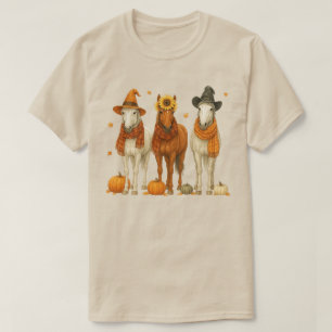 Horse Fall Western Autumn Horse with Leaves Eq T-Shirt