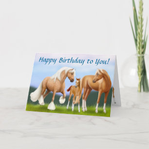Horse Family Happy Birthday Card