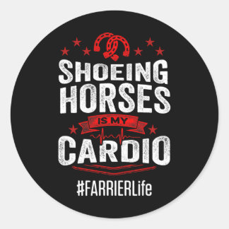 Horse Farrier Flag Work Tool Horseshoe Hoof Trimmi Classic Round Sticker
