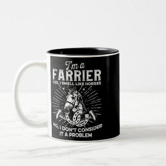 Horse Farrier Hero Horseshoe Hoof Trimming Equine  Two-Tone Coffee Mug