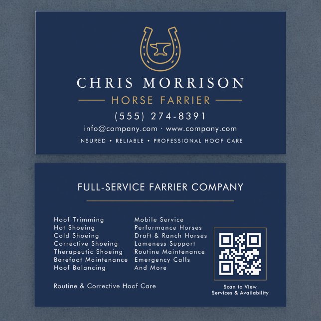 Horse Farrier Horseshoe QR Code Business Card (Creator Uploaded)