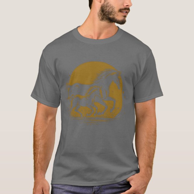 Horse Father and son running funny T-Shirt (Front)