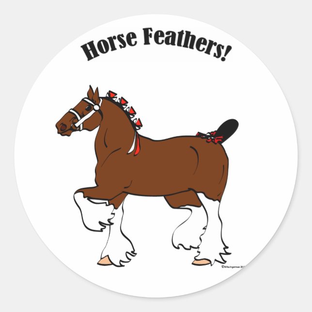 Horse Feathers! Classic Round Sticker (Front)