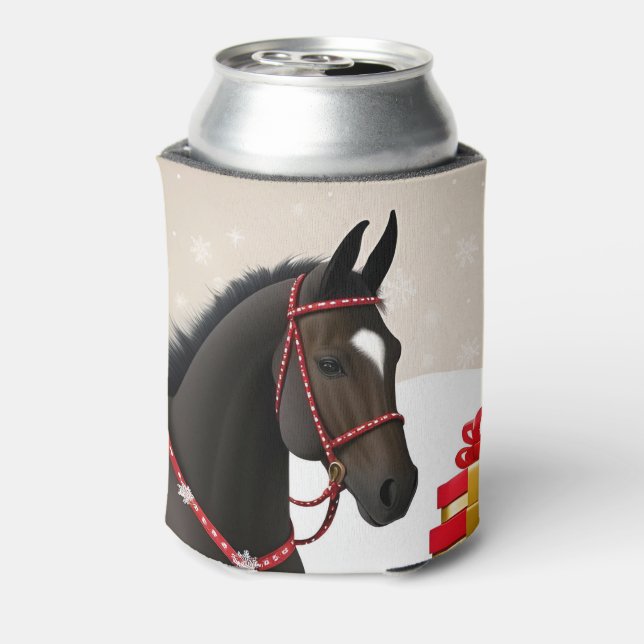 Horse Festive in Christmas theme Can Cooler (Can Back)