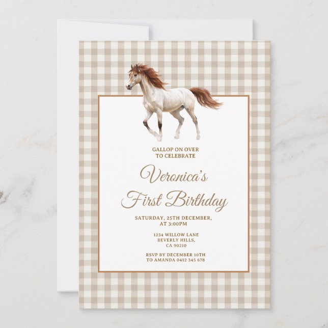 Horse First Birthday Party Gallop On Over  Invitation (Front)