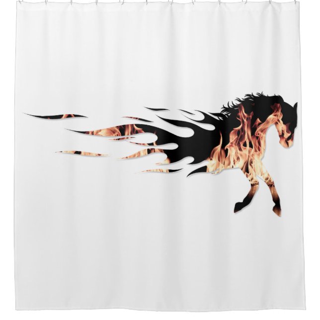 Horse Flames, Horse Logo, Horse Shower Curtain (Front)