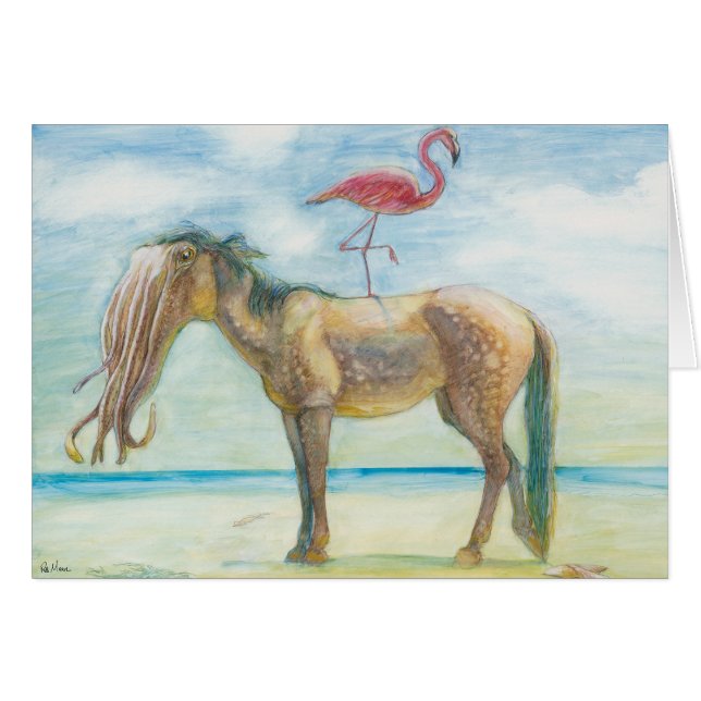 Horse & Flamingo with Tentacles card (Front Horizontal)