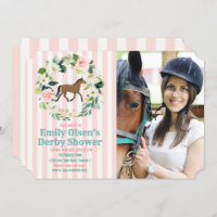 Horse Floral Derby Bridal Shower Photo Invitation