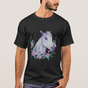 Horse Floral Flowers Horseback Riding Horse Lover T-Shirt