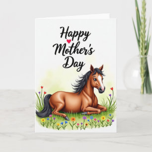 Horse Floral Mothers Day Card