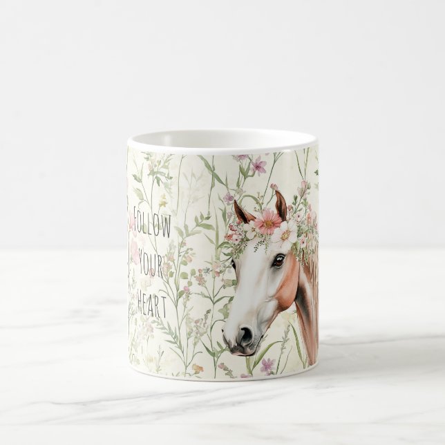 Horse Floral Wreath Coffee Mug (Center)