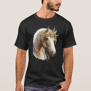 Horse Flower Crown Floral Farm Animal Pet Horse Ri T-Shirt