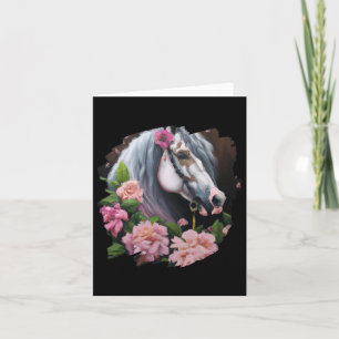 Horse Flowers Cute Art Painting Flower Horseback R Card
